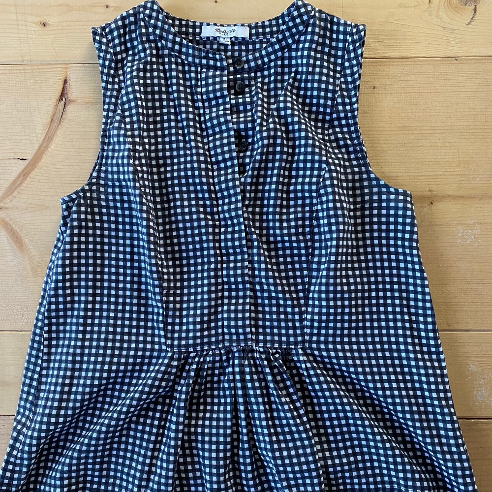 Madewell Peplum Gingham Top XS